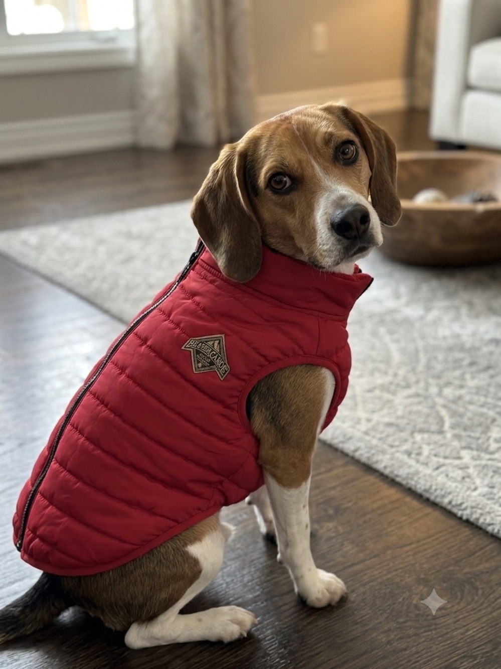 Beaver Canoe Red Quilted Dog Puffer Vest jacket small to medium size pet coat
